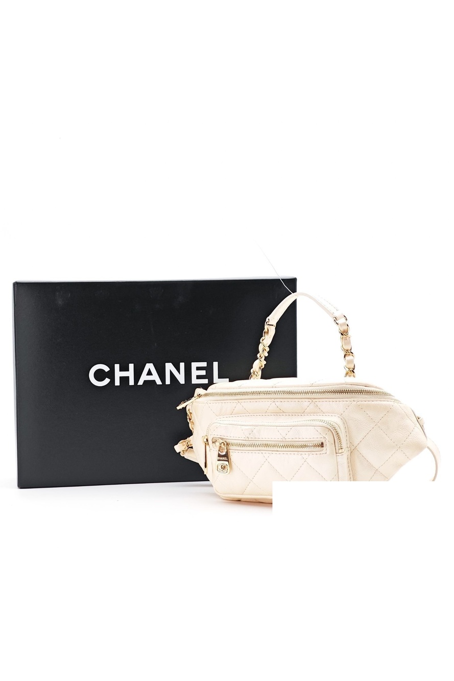 Chanel Quilted Waist Bag White